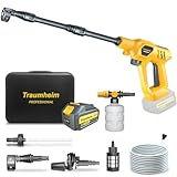 Traumheim Nettoyeur Haute Pression sans Fil, Moteur sans Balais, 3 Vitesses, Max. 120 Bar, Buse Réglable 6 en 1, 4000mAh Batterie, Pistolet Haute Pression sur Batterie Portable, pour Terrasse, Jardin